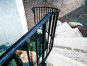 Curved iron railing